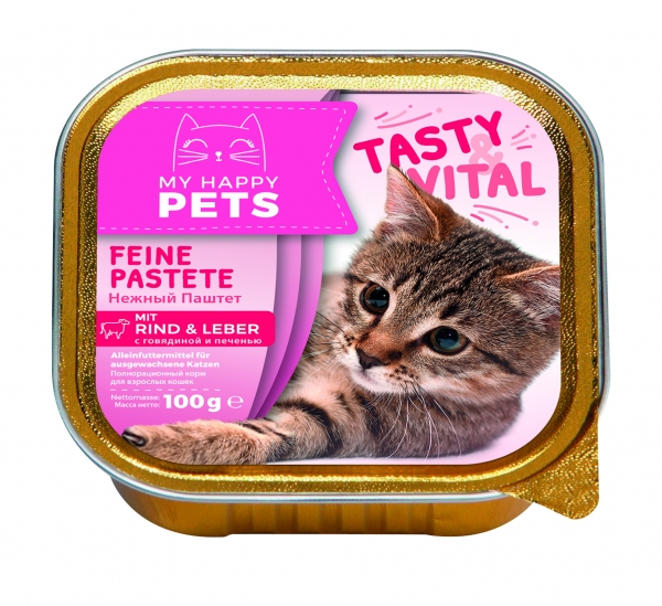 MY HAPPY PETS Katzenfutter Rind & Leber feine Pastete 1 x 100g.jpg
