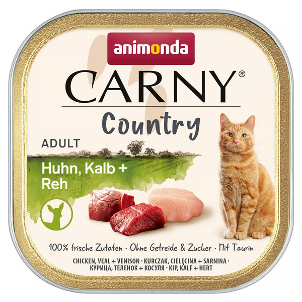 Animonda CARNY Katzenfutter (64% Fleisch) Huhn, Kalb, Reh 16x100g - 1.png