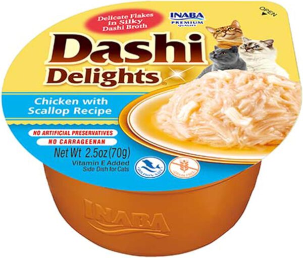 Dashi Delights Katzensnack zarte Stückchen in Sauce mit Huhn & Jakobsmuschel 1 x 70g - 1.jpg