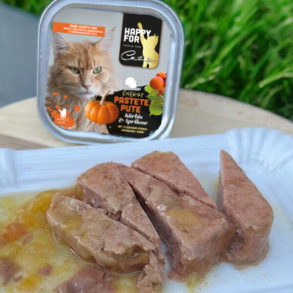 HAPPY FOR Cats Katzenfutter Pastete Huhn mit Ku¨rbis und Aprikose.JPG