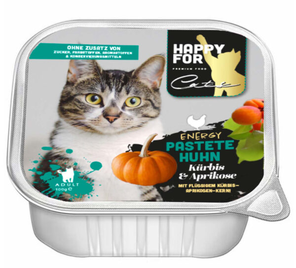 HAPPY FOR Cats Katzenfutter Pastete Huhn mit Ku¨rbis und Aprikose.JPG